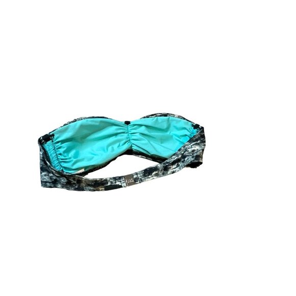 Luxe Brown Black Beaded Patterned Strapless Bikini Top Sz S - Picture 2 of 7